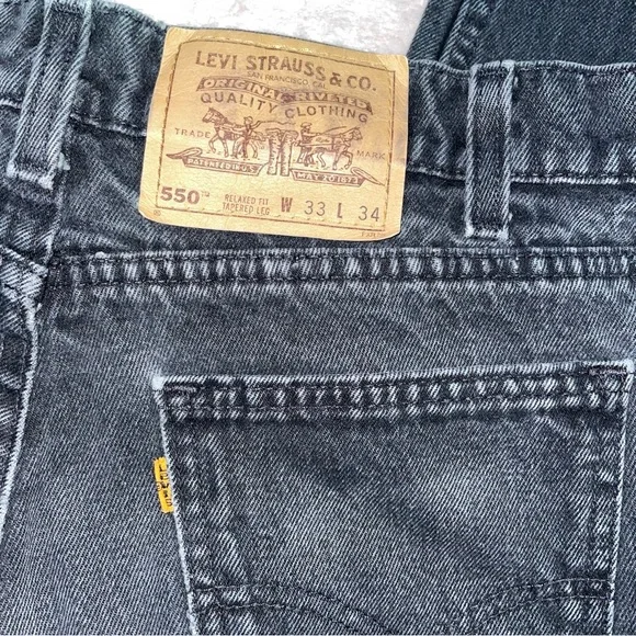 Y2K -1996-Vintage Levi’s 550 relaxed fit tapered leg orange tag Jean W33/L33/1/2 - Picture 7 of 13
